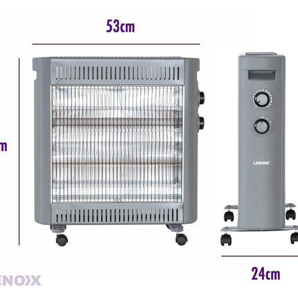 2200W Quartz Infrared Radiant Heater with Adjustable Thermostat and 2 Power Settings