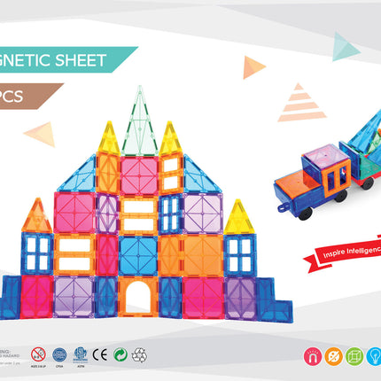 120 Pcs non-toxic STEM Educational, Durable Magnetic Tiles/Puzzle with Storage Bag
