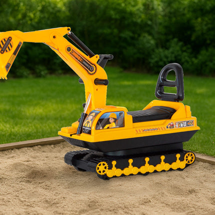 Ride-on Children's Excavator w/ Sturdy Track and Dual Operation Levers to Scoop