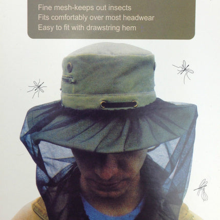 Mosquito Hat Net Head Protector Bee Bug Mesh Insect Mozzie Fishing Fly - Black