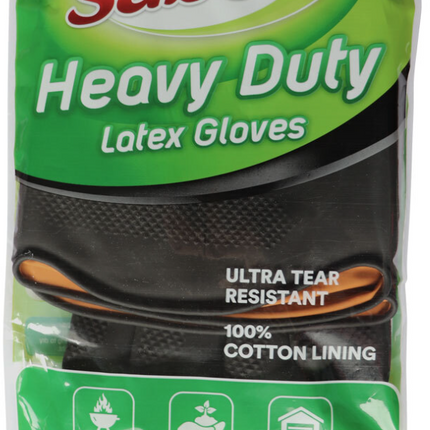 1 Pair Sabco Heavy Duty Latex Gloves w/ Cotton Lining - Large Size