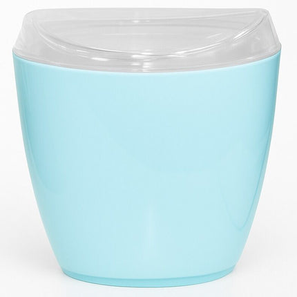 4x Oval Swing Top Waste Rubbish Bin Acrylic Lightweight Compact Bathroom Office in Blue