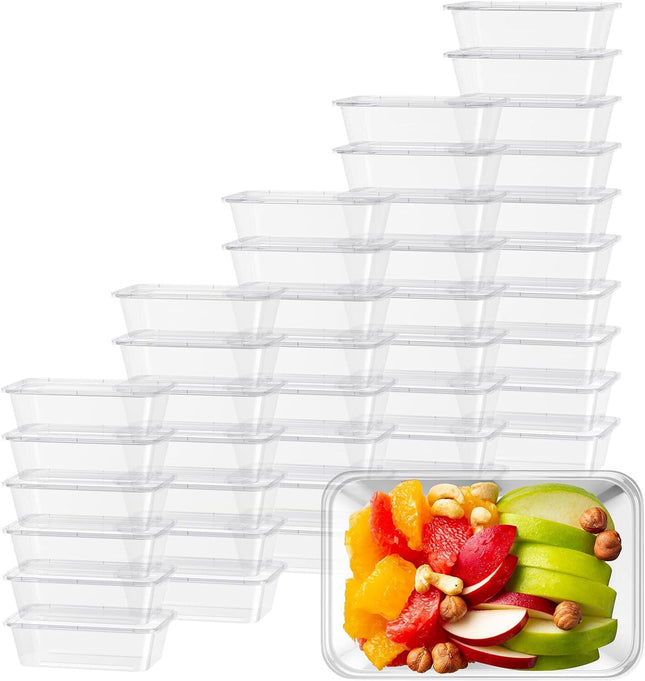 120pcs 1500ml Reusable Food Containers Plastic Storage Meal Prep w/ Lids (217*145*72mm)