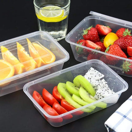 120pcs 1500ml Reusable Food Containers Plastic Storage Meal Prep w/ Lids (217*145*72mm)