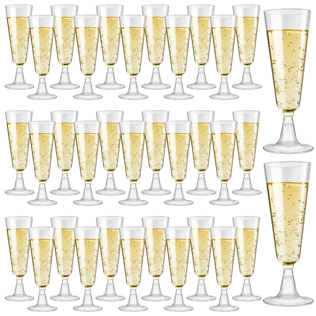 144x 210ml Premium Plastic Wine/Champagne Glasses Flutes Bulk - Clear