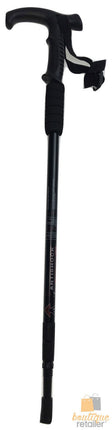 Folding Walking Stick Telescopic Adjustable Antishock Hiking Grip Pole Trekking - Black