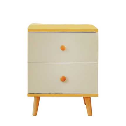 NNECN Wooden Bedside Cabinet with Two Drawers and Sturdy Legs
