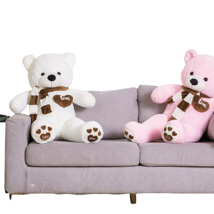 NNECN Huge 100cm Giant Pink Teddy Bear Soft Plush Cotton Scarf Bear Toy Doll Stuffed
