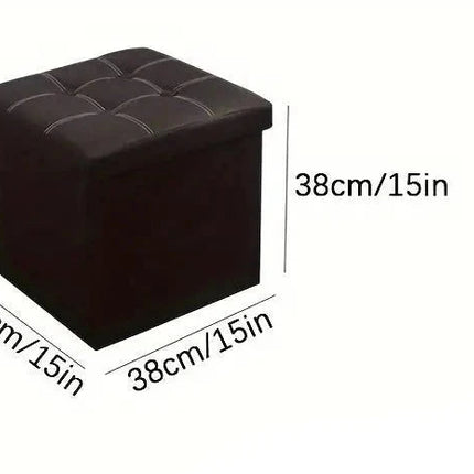NNETM Faux Leather Storage Ottoman - Black, 55L