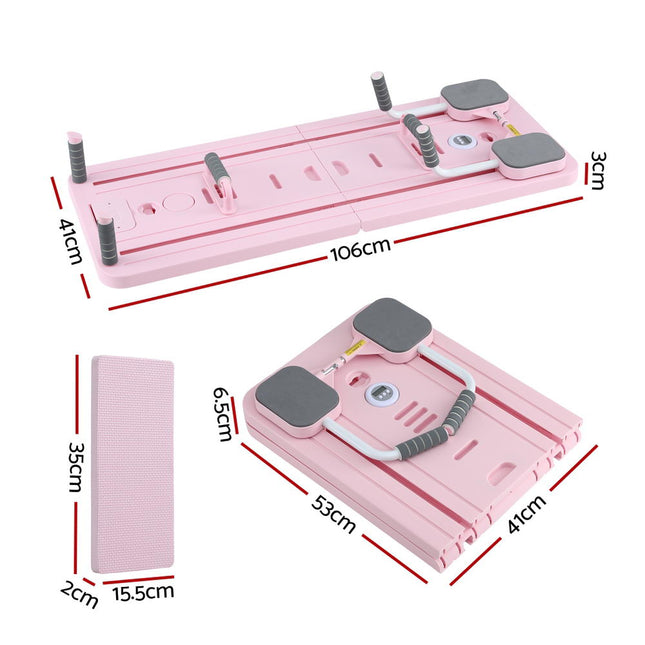 Everfit Pilates Reformer Abdominal Exercise Board Push Up Set Fitness Pink