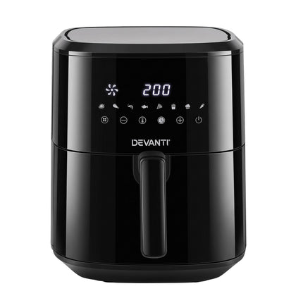 Devanti Air Fryer 6.5L 1700W Digital Touch 8 Presets Non-Stick Basket Black
