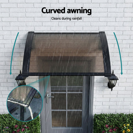 Instahut Window Awning Drainage 0.6mx0.6m Outdoor Brown