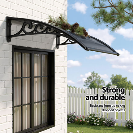 Instahut Window Awning Drainage 0.6mx0.6m Outdoor Grey