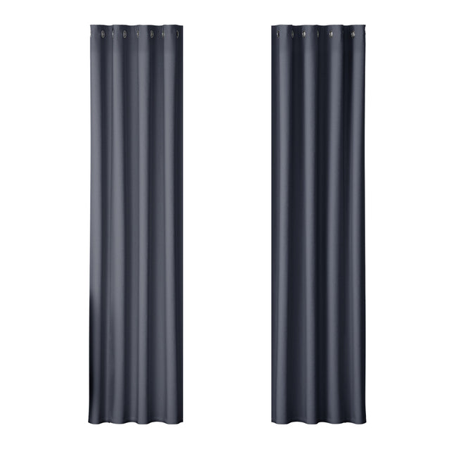 Artiss 2X Blockout Curtains Eyelet 140x230cm Charcoal