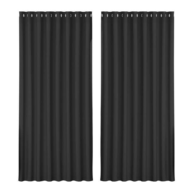 Artiss 2X Blockout Curtains Eyelet 300x230cm Black