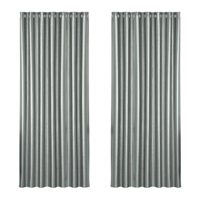 Artiss 2X Blockout Curtains Eyelet 240x230cm Grey Shine