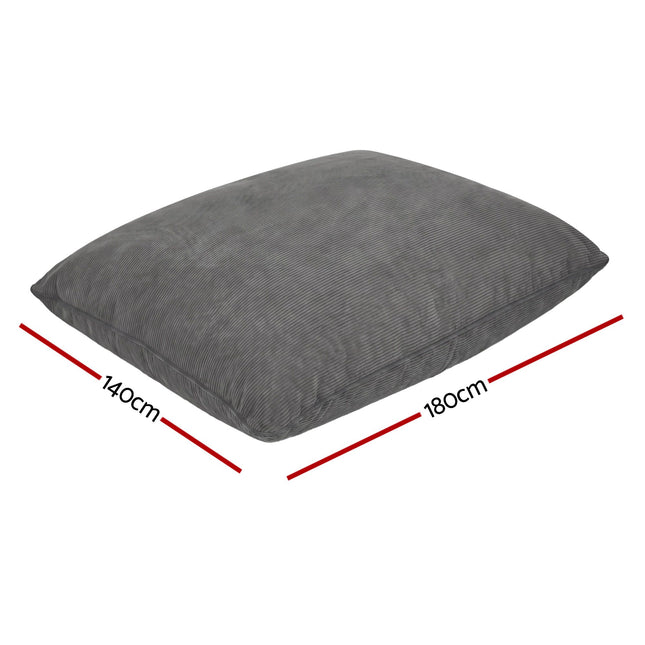 Artiss 3 in 1 Bean Bag Chair Cover (No Filler) Convertible Bean Bag for Adults, Corduroy Stuffed Animal Storage Bean Bag Cover Washable for Living Room Bedroom, Grey