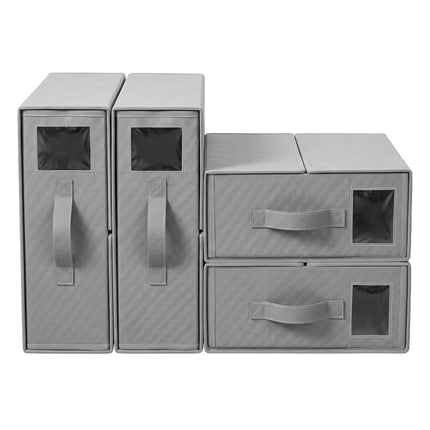 Artiss Bed Sheet Organisers Box Set 4Pcs Storage King Size Bedding Foldable Grey