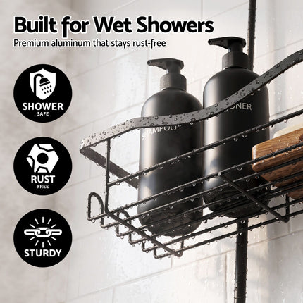Artiss Shower Caddy Hanging Bathroom Organiser Over Head Black