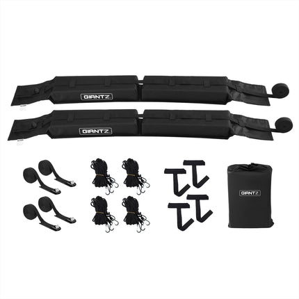 GIANTZ Kayak Roof Rack for Car, Universal Soft Roof Rack Pads for Surfboard SUP Canoe, Roof Bars for SUV Sedan without Side Rails, Portable Cross Bars with 4.5m Tie Down Straps & Ropes, 80kg Capacity