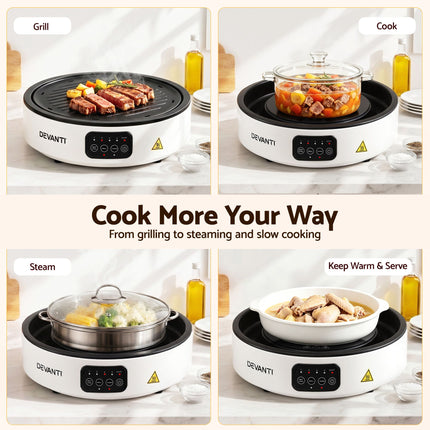 Devanti Ceramic Cooktop Electric Hot Plate Countertop Grill Cooker White