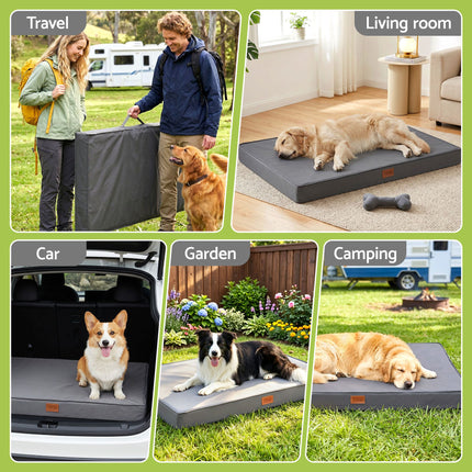 i.Pet Dog Bed XL Water-resistant Egg Crate Foam Orthopedic Pet Mat Grey