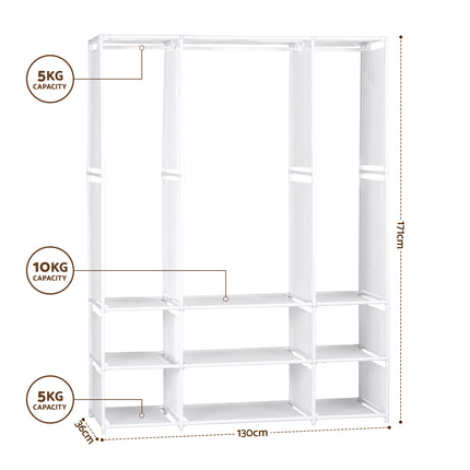 Artiss Large Portable Clothes Closet Wardrobe with Open Shelf White