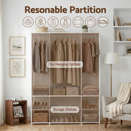 Artiss Large Portable Clothes Closet Wardrobe with Open Shelf White