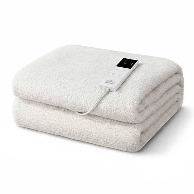 Giselle Electric Blanket LED Remote Sherpa Fleece Underlay Fully Fitted Machine Washable King Single
