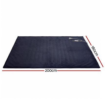 Giselle Electric Throw Rug Double Size 200x180cm Coral Fleece Heated Blanket Charcoal