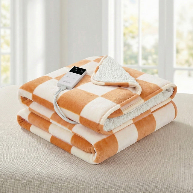 Giselle Electric Throw Rug Dual Side Fleece Flannel Heated Blanket Yellow