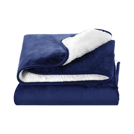 Giselle Electric Throw Rug Heated Blanket Washable Snuggle Flannel Winter Navy