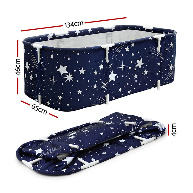 Weisshorn Foldable Bathtub PVC SPA Bucket Inflatable Cushion 134x65cm Star Navy