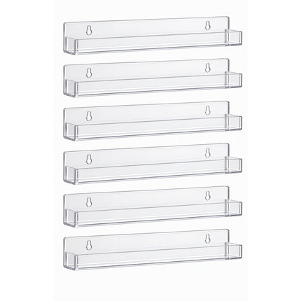 Artiss 6-Pack Acrylic Wall Shelves, Clear Floating Display Shelf with Detachable Panels & Front Lip