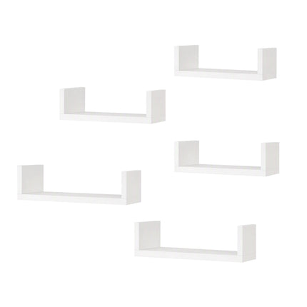 Artiss Floating Wall Shelves Set of 5 Mounted U-Shape Display Ledge, White