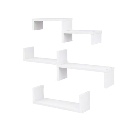 Artiss Floating Wall Shelves Set of 5 Mounted U-Shape Display Ledge, White