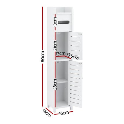 Artiss Bathroom Storage Cabinet 3-Tier Slim Toilet Paper Holder Organizer White