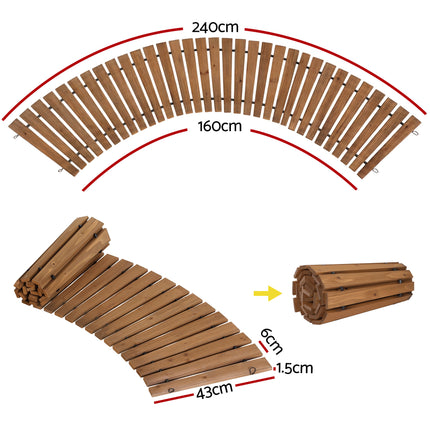 Gardeon 8FT Wooden Garden Pathway Roll-Out Curved Walkway Outdoor Backyard Brown