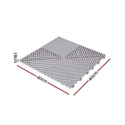 Giantz 20PCS Garage Floor Tiles Interlocking Drainage Non-Slip Tiles Heavy Duty for Workshop Grey