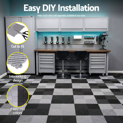 Giantz 20PCS Garage Floor Tiles Interlocking Drainage Non-Slip Tiles Heavy Duty for Workshop Grey