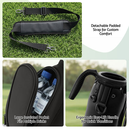 Everfit Golf Stand Bag Lightweight Sunday Pitch And Putt Bag Black