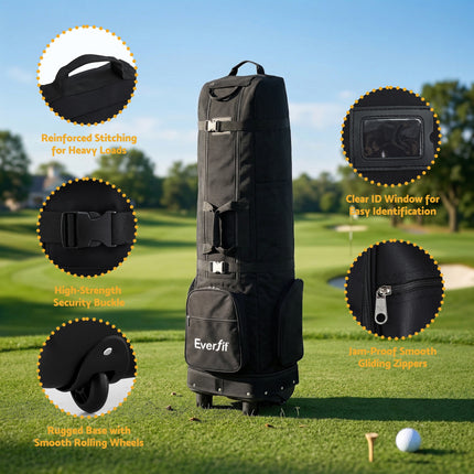 Everfit Golf Travel Bag Flight Cover Foldable Soft Case Wheels Black