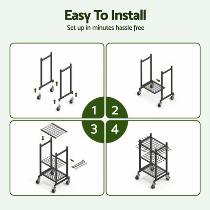 Gardeon Garden Tool Organizer with Wheels Heavy Duty Garage Yard Storage Cart