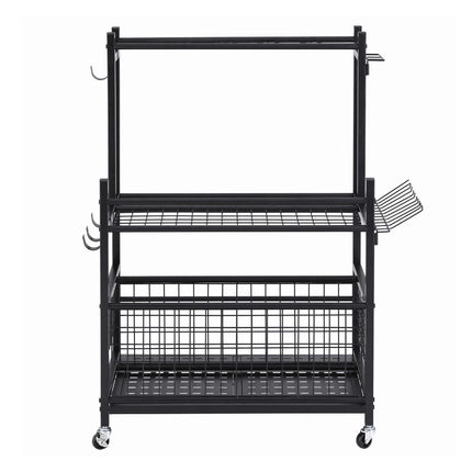 Gardeon Garden Tool Organizer Rack 16 Slots Rolling Garage Storage with Hooks