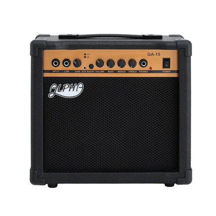 Alpha 20W Guitar Amplifier Portable Practice Amp Overdrive 3-Band EQ Black