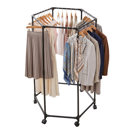 Artiss Clothes Rack Airer Rail Coat Stand Wheels 6 Rods