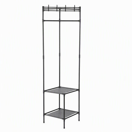 Artiss Coat Rack 181cm Freestanding Corner Hall Tree Garment Organiser Storage Shelf 8 Hooks Black