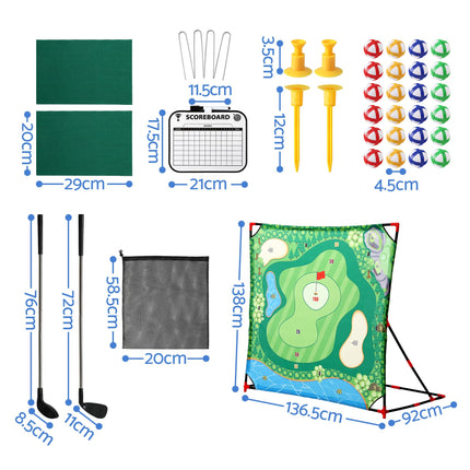 Keezi Kids Golf Play Set Chipping Game, 24 Sticky Balls, Adjustable Club & 2 Hitting Mats for Indoor Outdoor Ages 3-12 Play