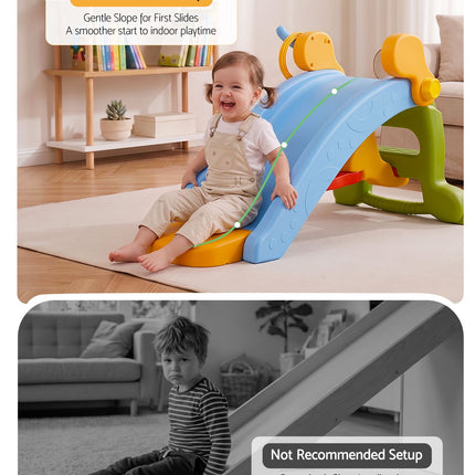 Keezi Kids Slide Set Toddler Indoor Playset Rocking Horse Ring Toss Multi Colour