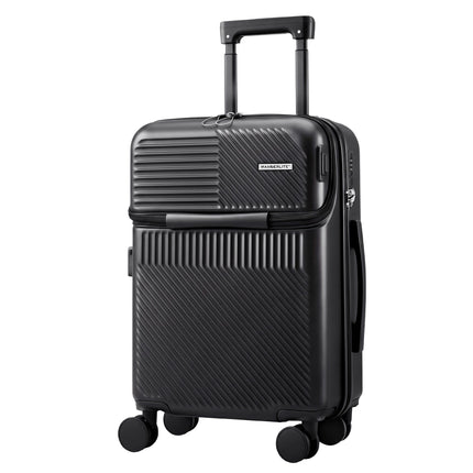 Wanderlite 20" Luggage Suitcase Front Pocket Travel Carry On TSA Black